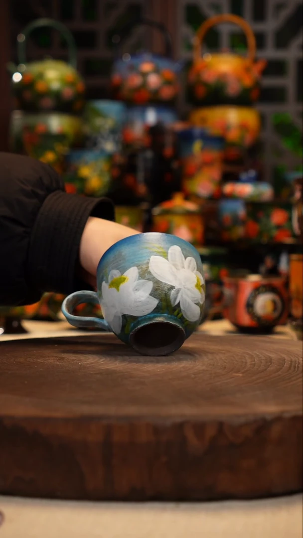 紫砂油画手绘釉下彩