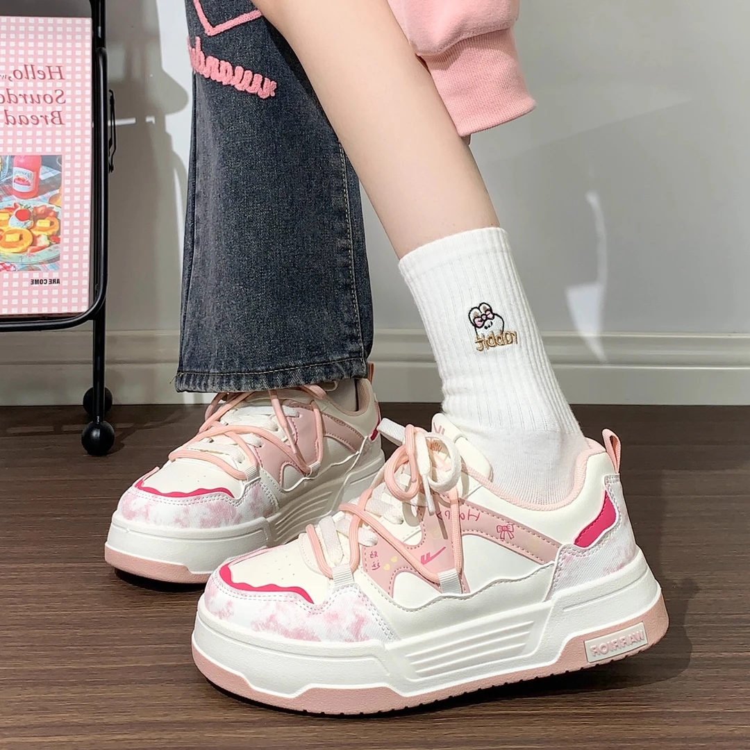 回力樱花粉小白鞋女2025秋季新款小众百搭休闲鞋子女厚底学生板鞋