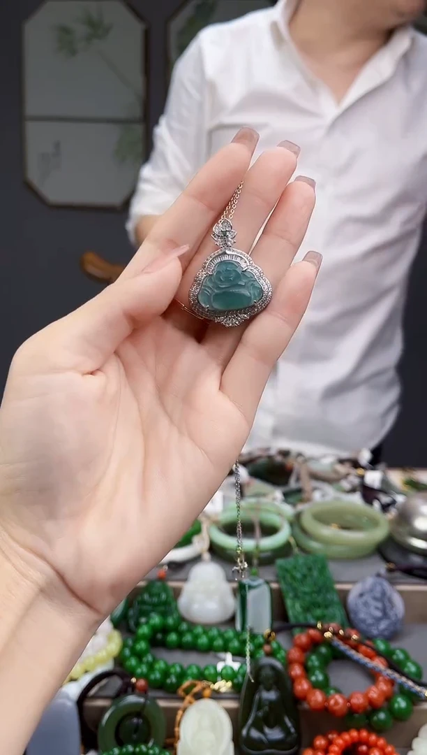 颈饰银S925镶嵌翡翠多样性发货拍一单发一个