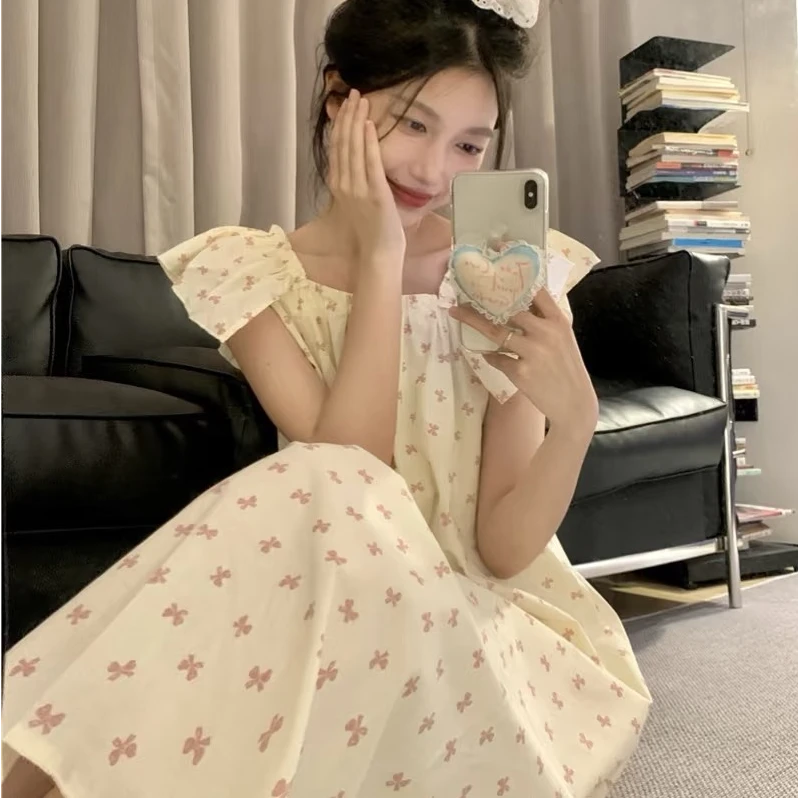 -睡衣女夏季捡漏云朵棉睡裙可外穿家居服睡裙syz