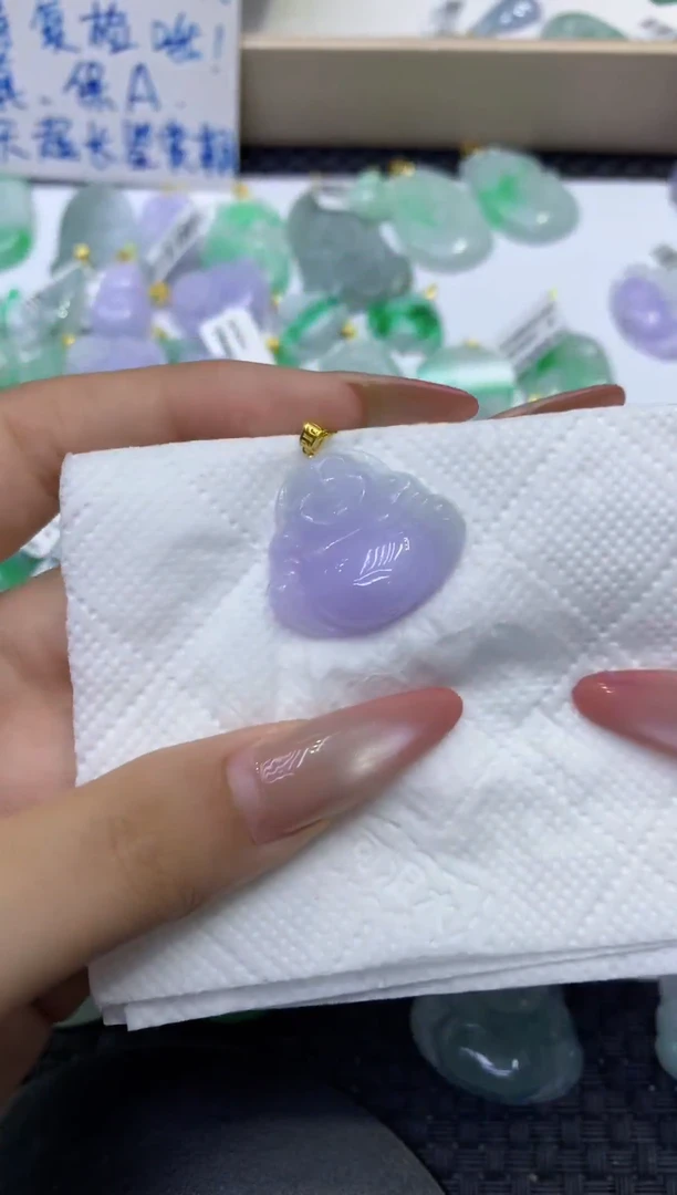 颈饰18K金镶嵌翡翠天然缅甸a货翡翠