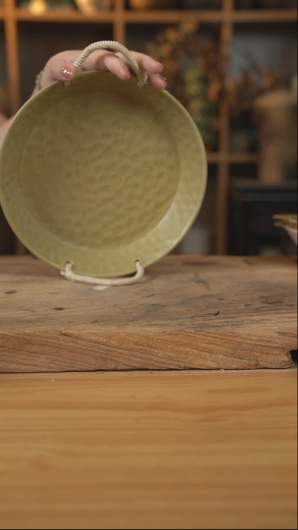 169黄色的9英寸麻绳垂纹盘