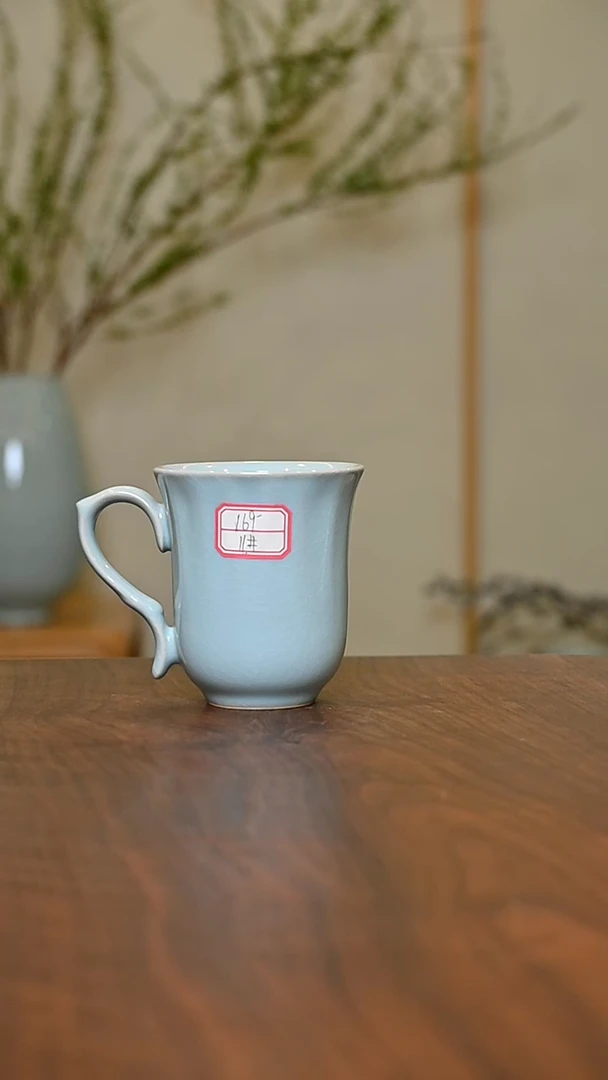 11#咖啡杯 天青 微瑕 朱家汝窑款
