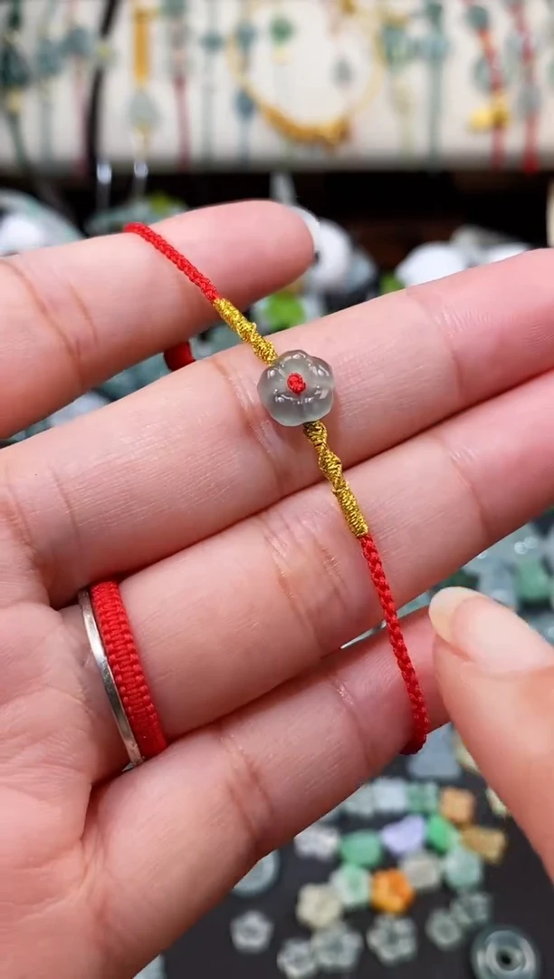 散珠翡翠小花手绳  手围15