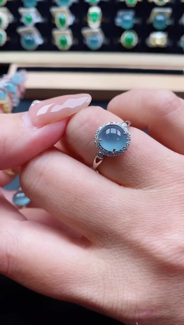 银S925镶嵌戒指翡翠1