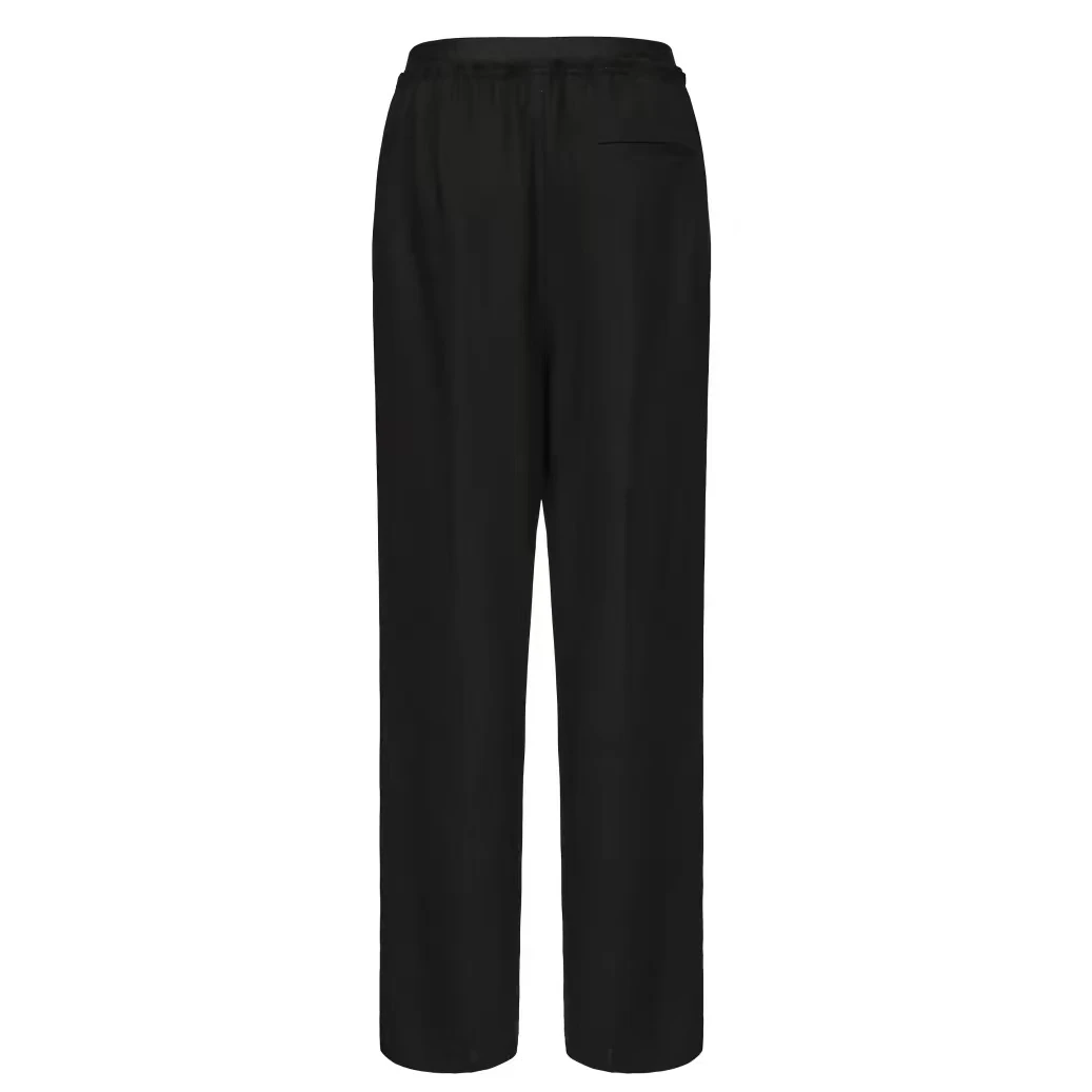 JUN BY YANG JUN黑羊毛直筒松紧腰休闲裤