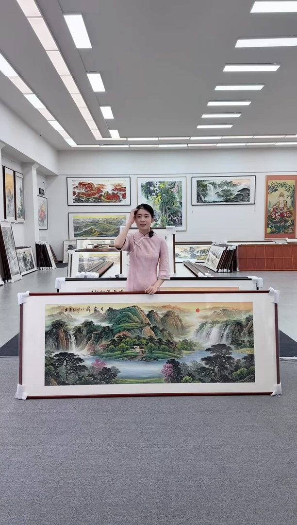 国画手绘 旭日东升 219*888