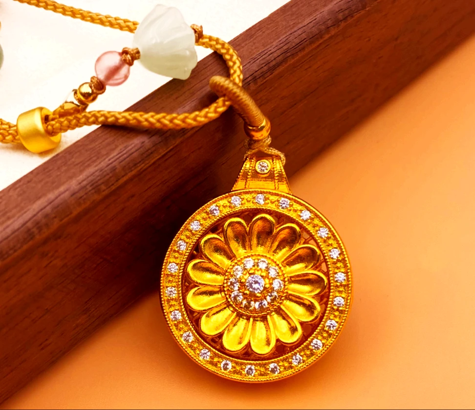 【向日葵旋转轮盘】黄金转运珠 黄6618 玉石编绳多样毛衣链