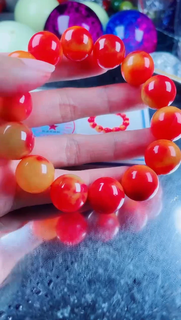 玛瑙/玉髓手串未镶嵌牛黄藏红花手串卡16