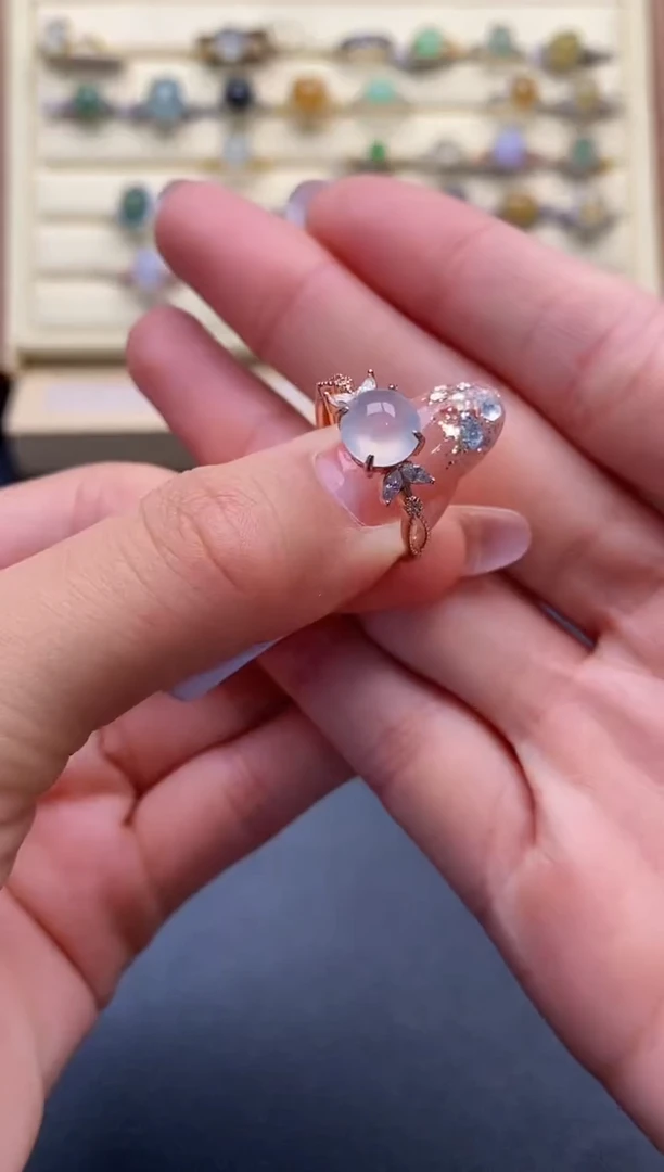 翡翠戒指银S925镶嵌3333333+7