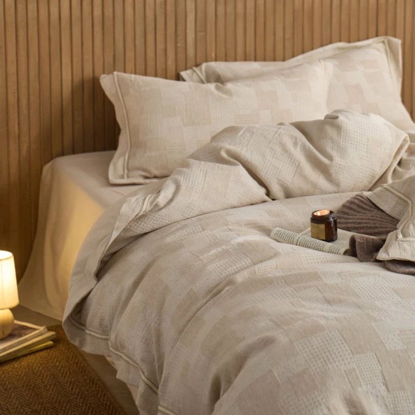 【雅趣】卢浮秘境 法式优雅棉麻宽包边 亲肤提花被套四件套