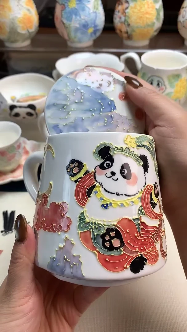 一味*手绘飞天熊猫系列带盖马克笔009号