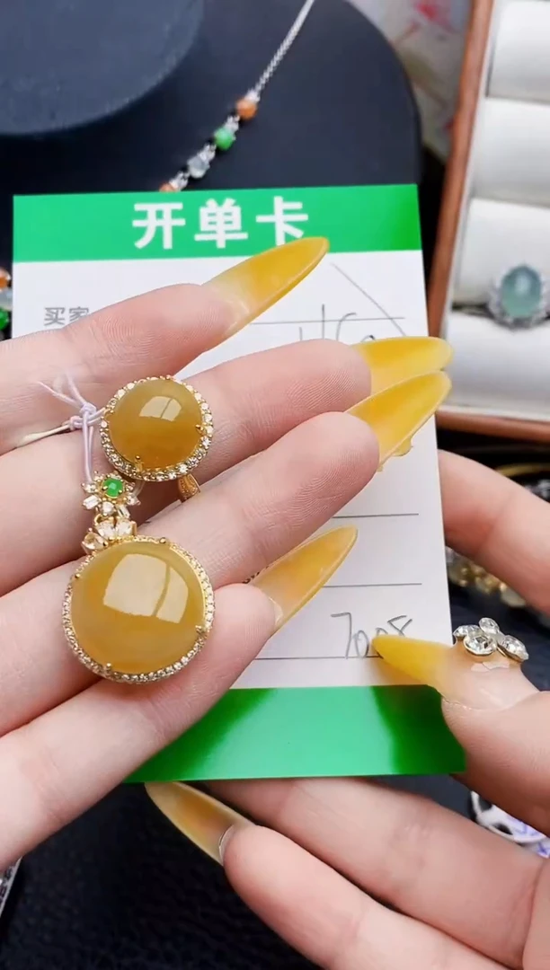 银S925镶嵌戒指翡翠7008