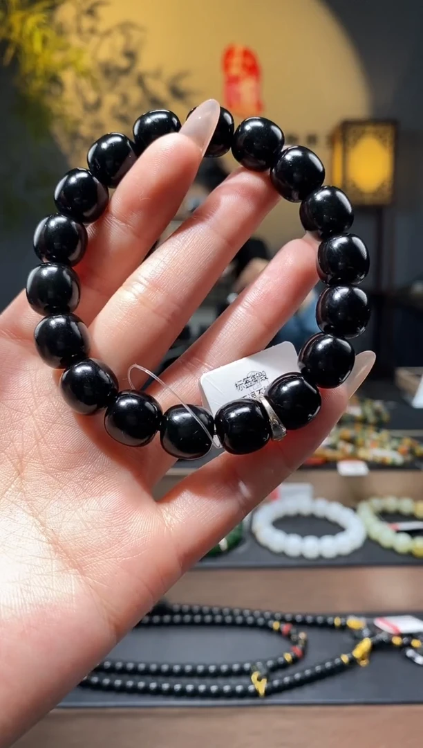 【闪购商品】和田玉1未镶嵌12mm塔青老型手串