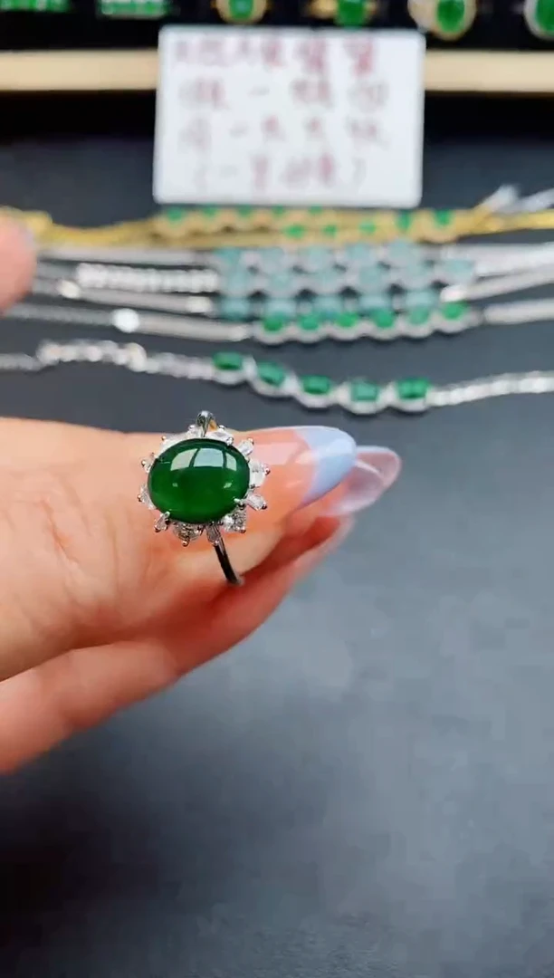 翡翠戒指银S925镶嵌321321