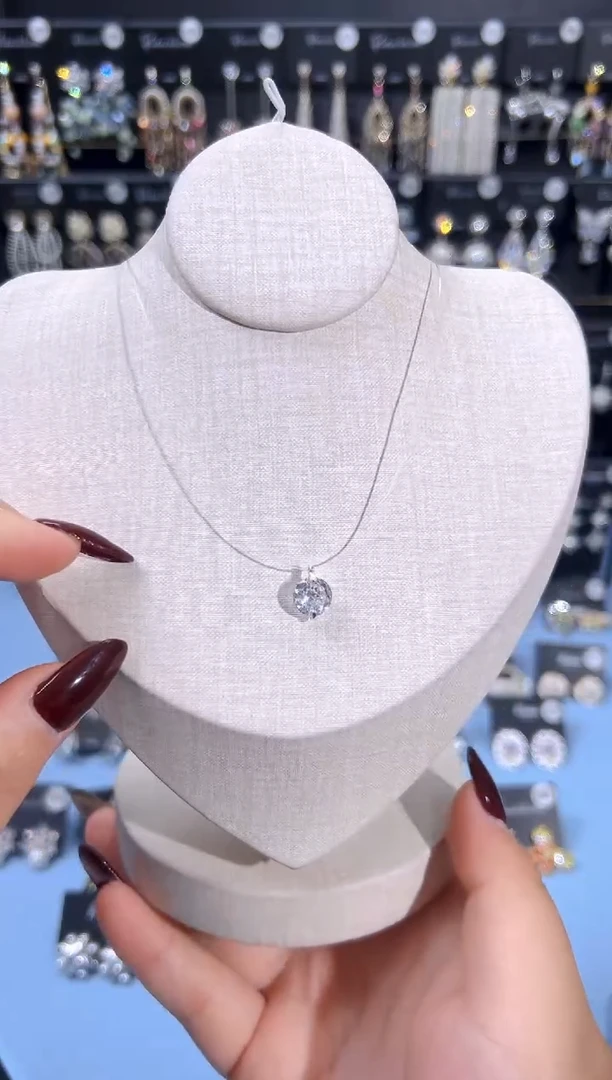 铜合金925银锆石可可人鱼之泪项链