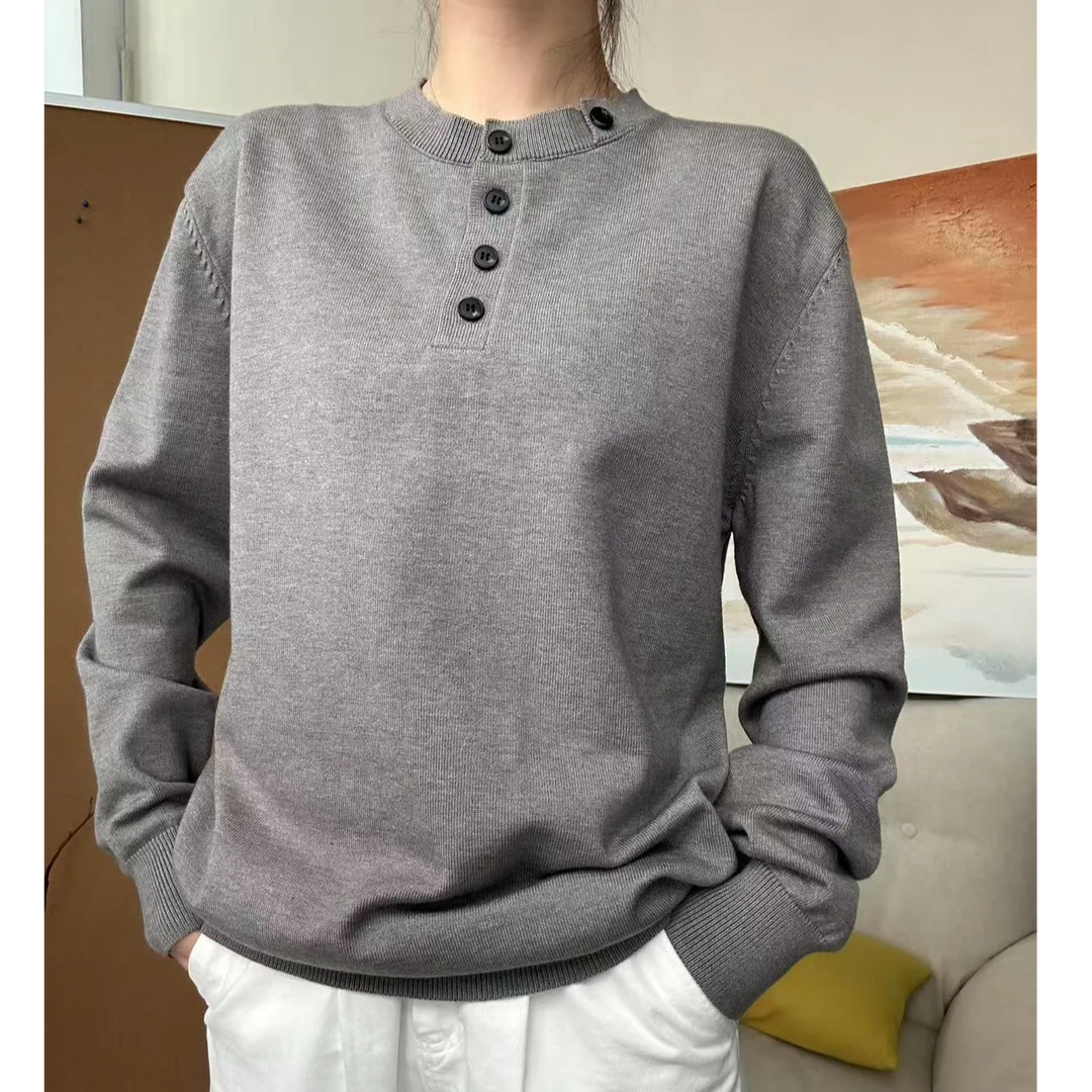 Y-J STUDIO套头落肩袖针织长袖针织衫毛衣男士圆领休闲宽松百搭