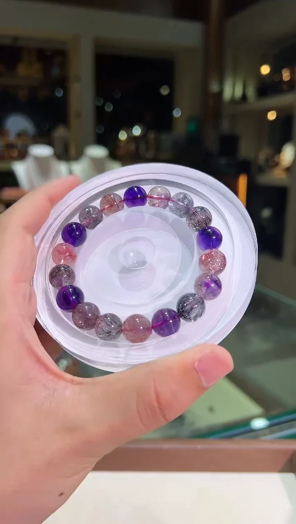 水晶手链未镶嵌11mm+黑加仑超七（多样性发一）