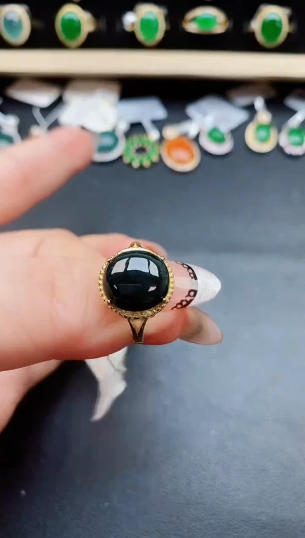 翡翠戒指银S925镶嵌5080505