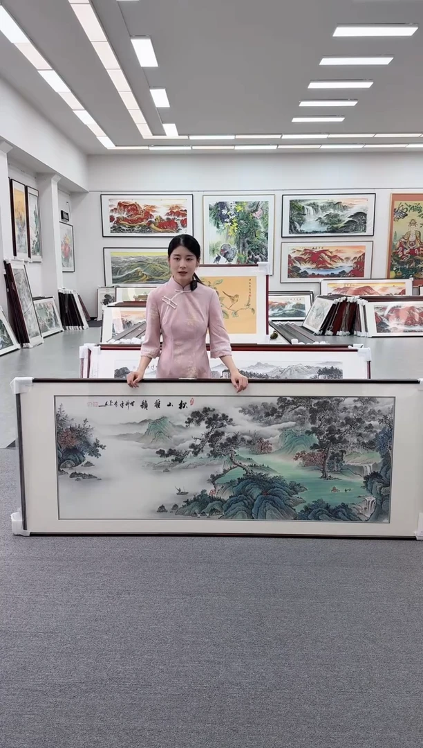 国画手绘 松山雅韵 219*88