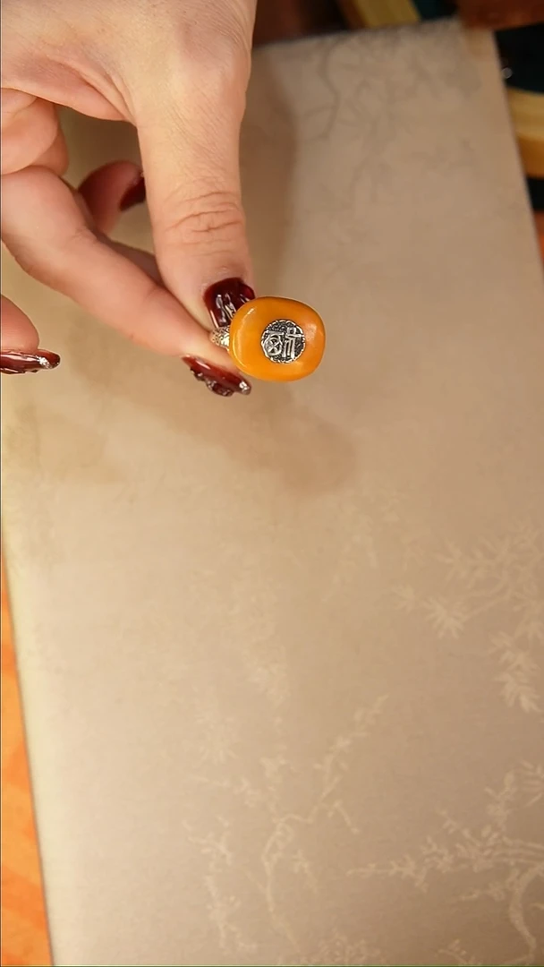 【闪购商品】琥珀戒指银S925镶嵌戒指