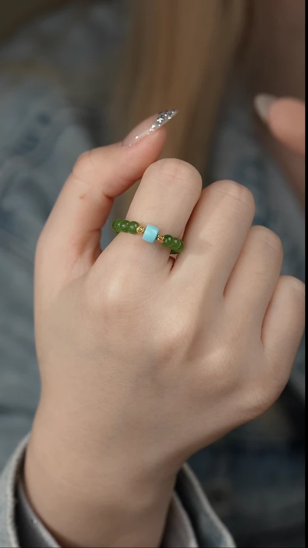 【闪购商品】和田玉戒圈18K金镶嵌R08（多样性发一件）