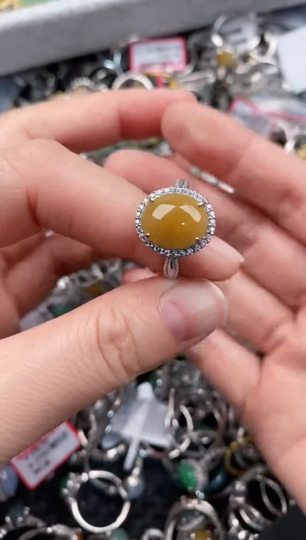 银S925镶嵌戒指翡翠555             7