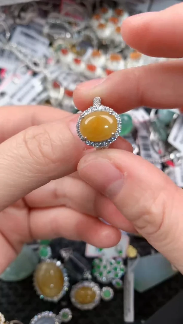 银S925镶嵌戒指翡翠1010---9