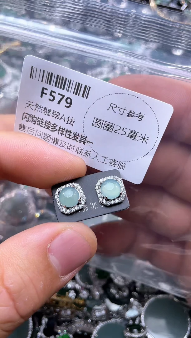 【闪购商品】翡翠颈饰未镶嵌F579耳钉