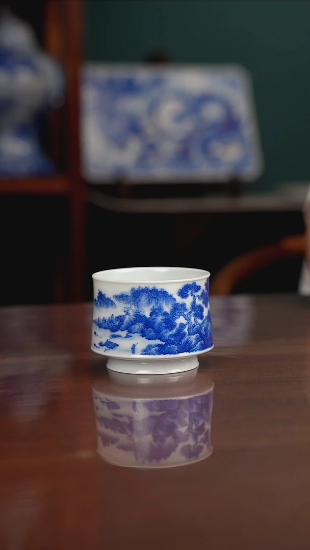 晓月柴窑 山水主人杯