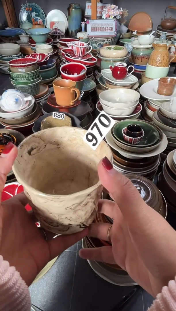 瓷片桃**?970绞胎泥手工杯