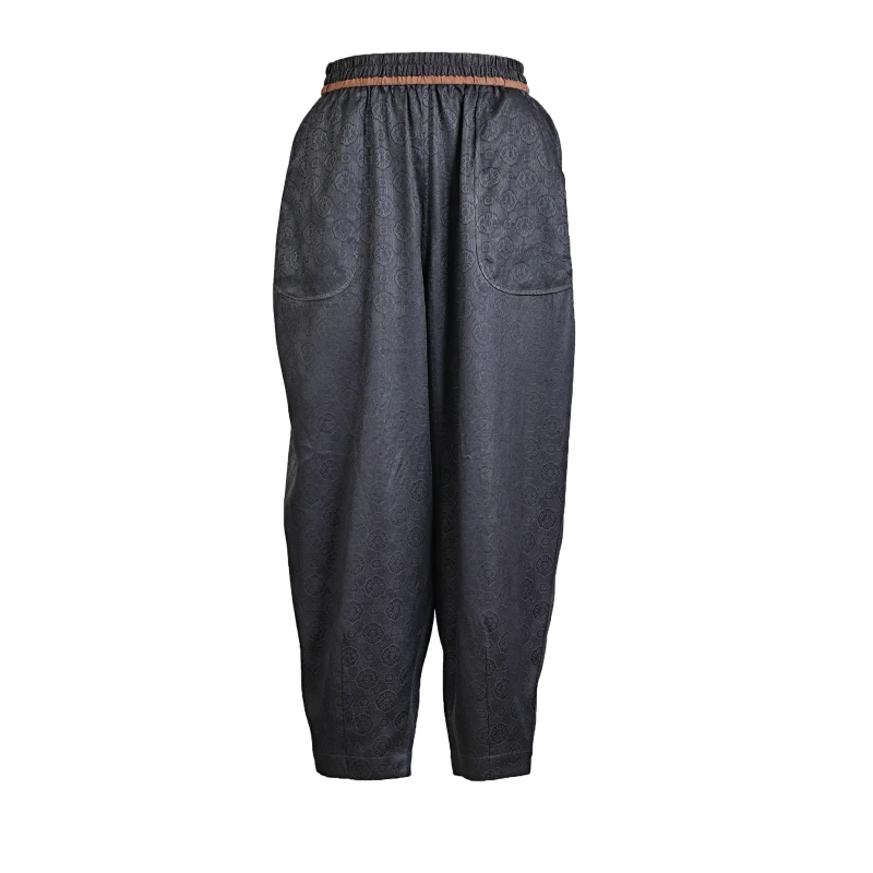 萧娘【弘澈】弹力缎香云纱工艺哈伦裤新中式桑蚕丝松弛感女装XN1845