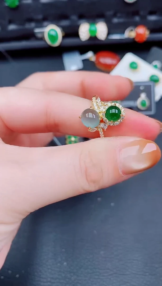 【闪购商品】翡翠戒指银S925镶嵌天然a货翡翠644