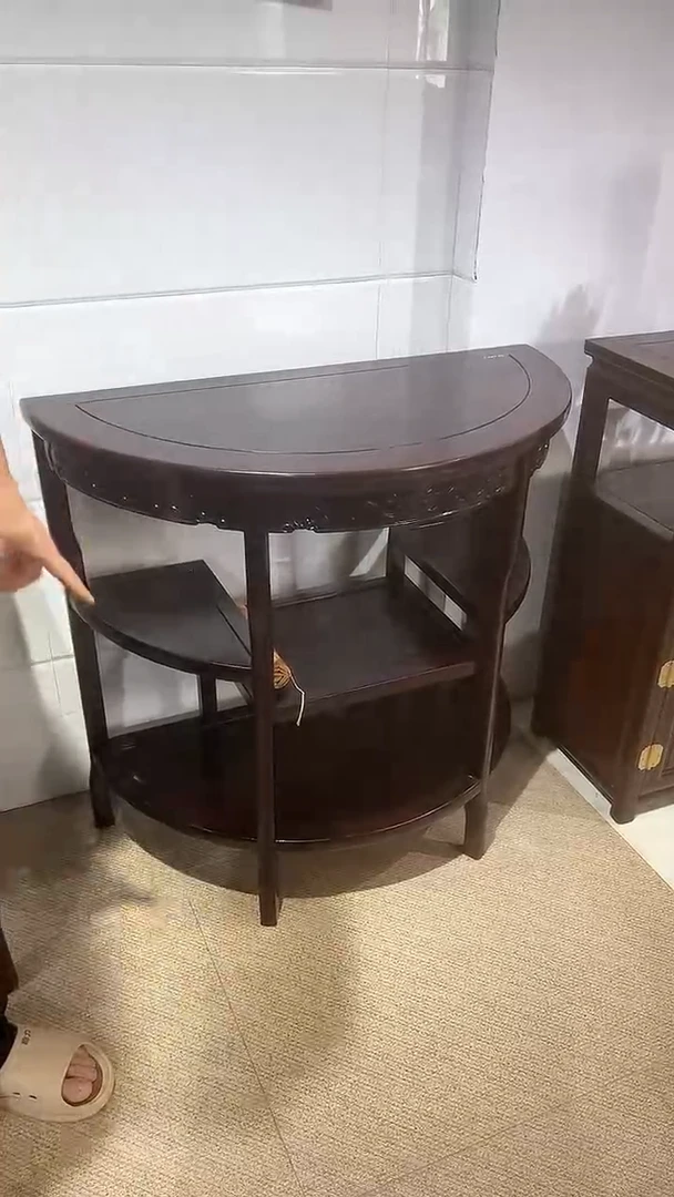 黑酸枝木类成套家具半圆桌尺寸长84*深42*80高