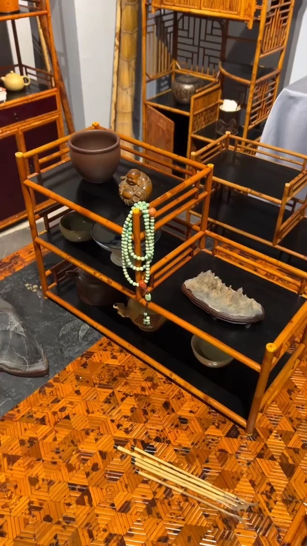 竹飞湘妃竹三层收纳架福建妃