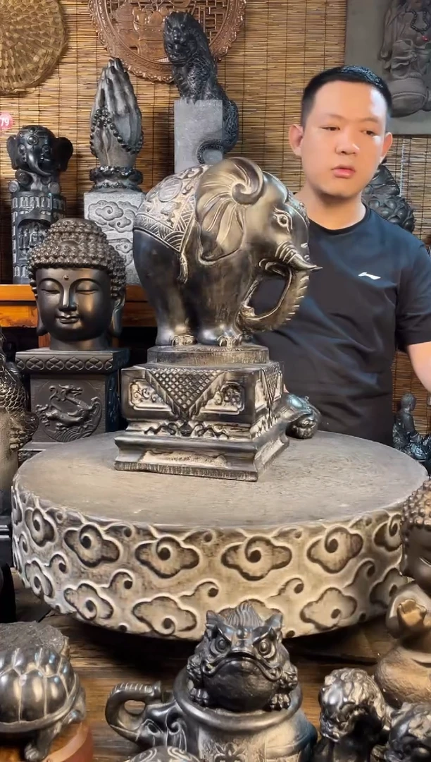 石材42象墩天然青石雕刻