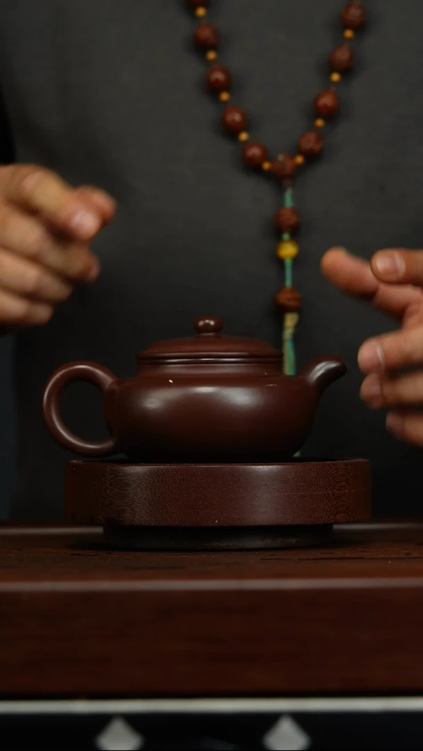 茶壶紫砂a15石红扁腹紫砂壶