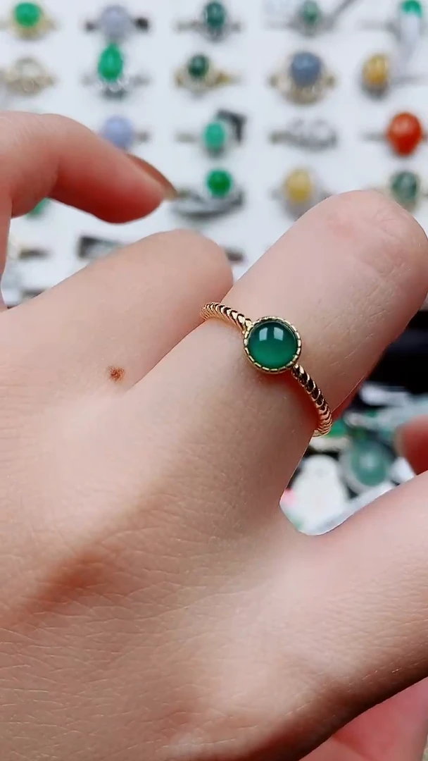 银S925镶嵌戒指翡翠3