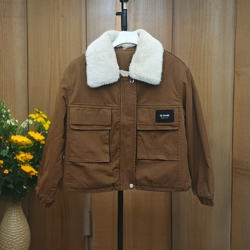 【素境】8210#加厚连帽短款小个子韩版宽松派克服外套（衣长54）