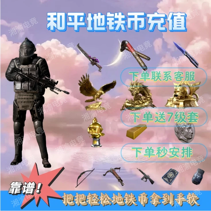 和平精英地铁物资雪隼闪光盾银星金色AUG七级套轩辕套游戏装备
