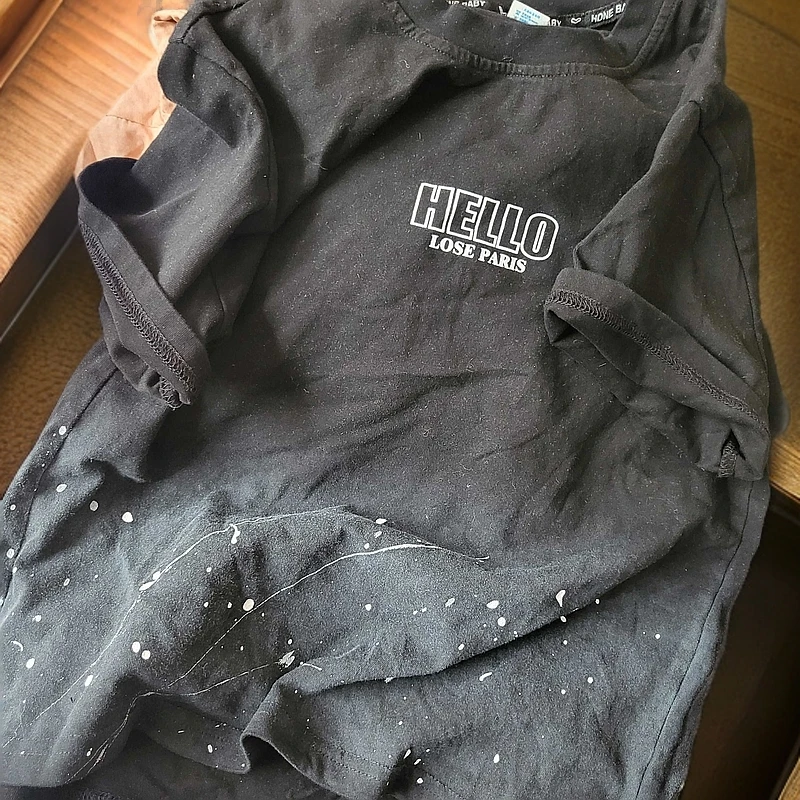 夏季中性男童女童新款纯棉涂鸦潮童工艺款休闲体恤