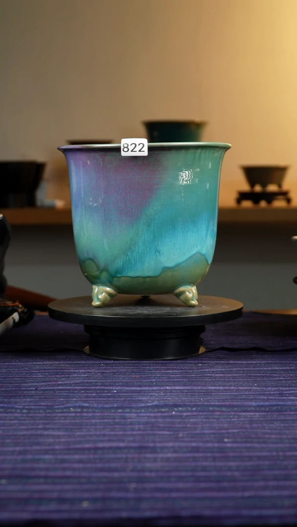 华****?822窑变高足花盆19.5/17.5/21.5/19