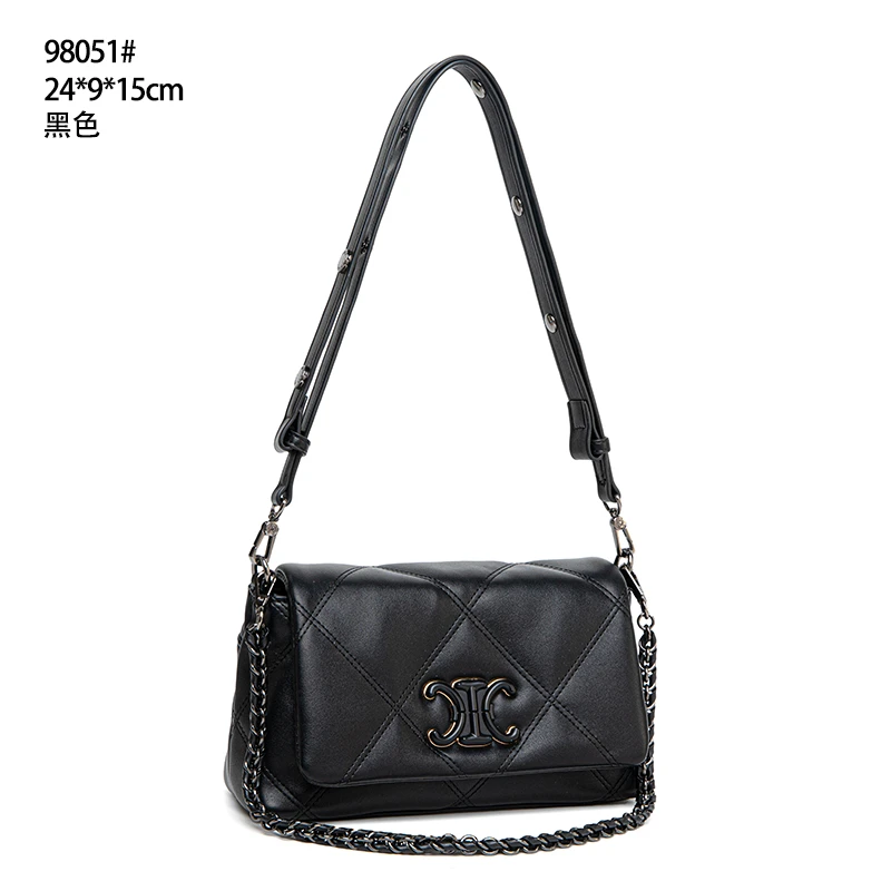 【初阳甄选】QYX-98051-黑色单肩法式单肩款斜挎包广版女包