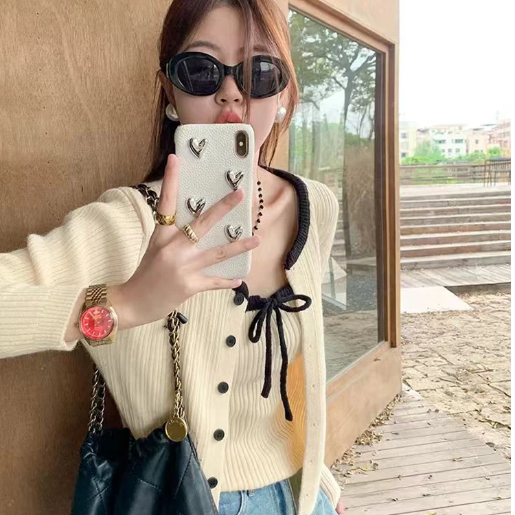 入秋韩系穿搭针织开衫吊带裙子女春秋罩衫外搭外套两件套上衣薄款