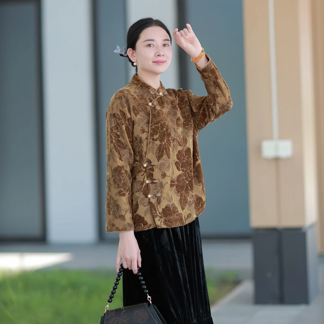 【西江月】2025年秋季新款新中式国风早秋设计感女装修身显瘦上衣