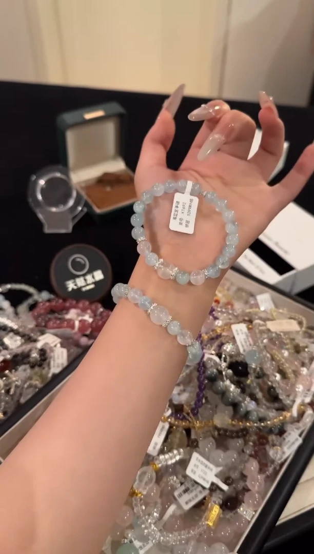 水晶手链合金海蓝宝x1692