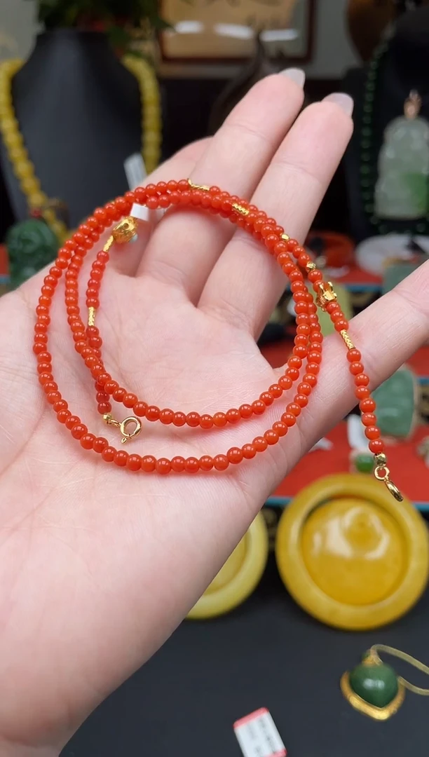 南红玛瑙未镶嵌颈饰项链n082