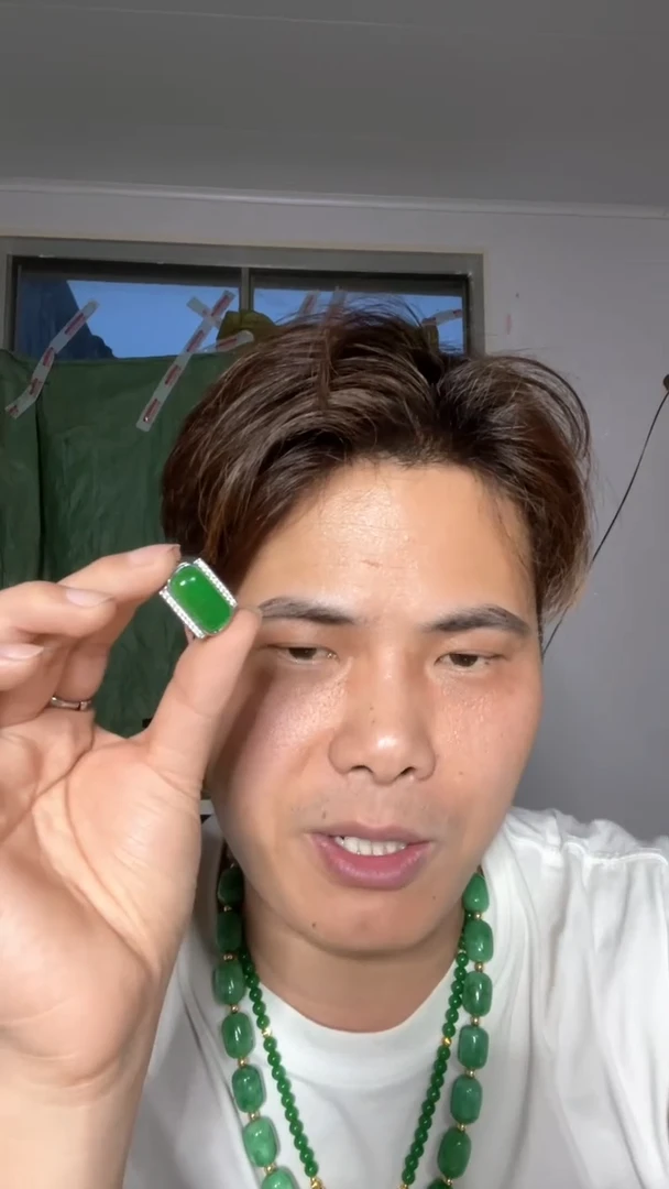 翡翠戒指未镶嵌【伍氏甄选】缅料长形马鞍戒