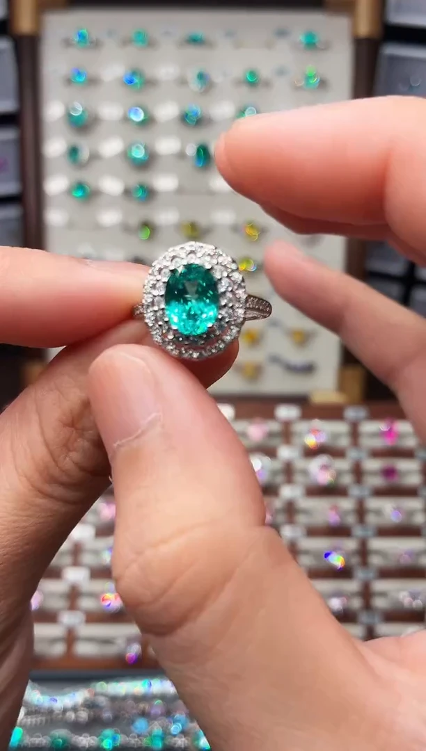 无925银轻奢帕拉伊巴色女神戒