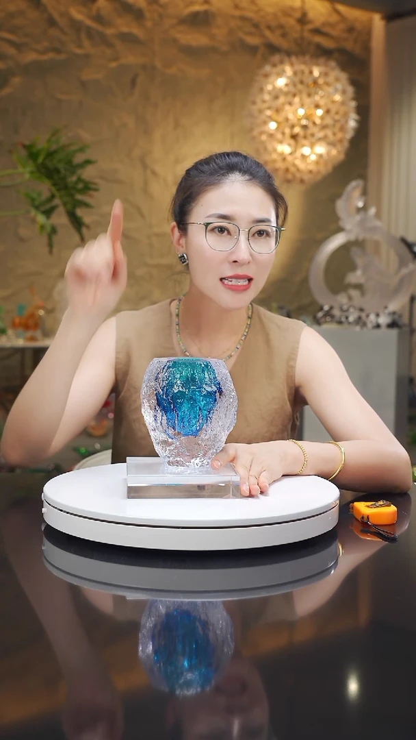 琉璃手工艺品福利天空蓝水波纹香薰瓶